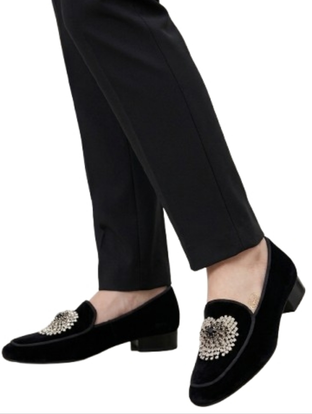 CSSI Velvet Embellished Loafers